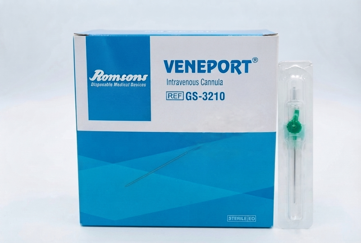 Romsons Veneport IV Cannula - 18G (Green)