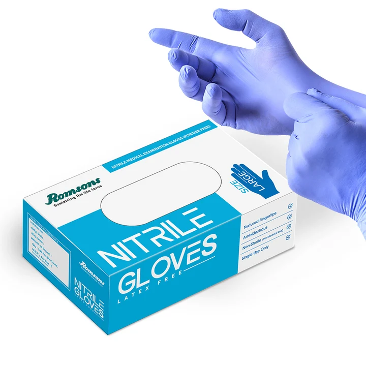 Romsons Nitrile Examination Gloves (Powder Free)