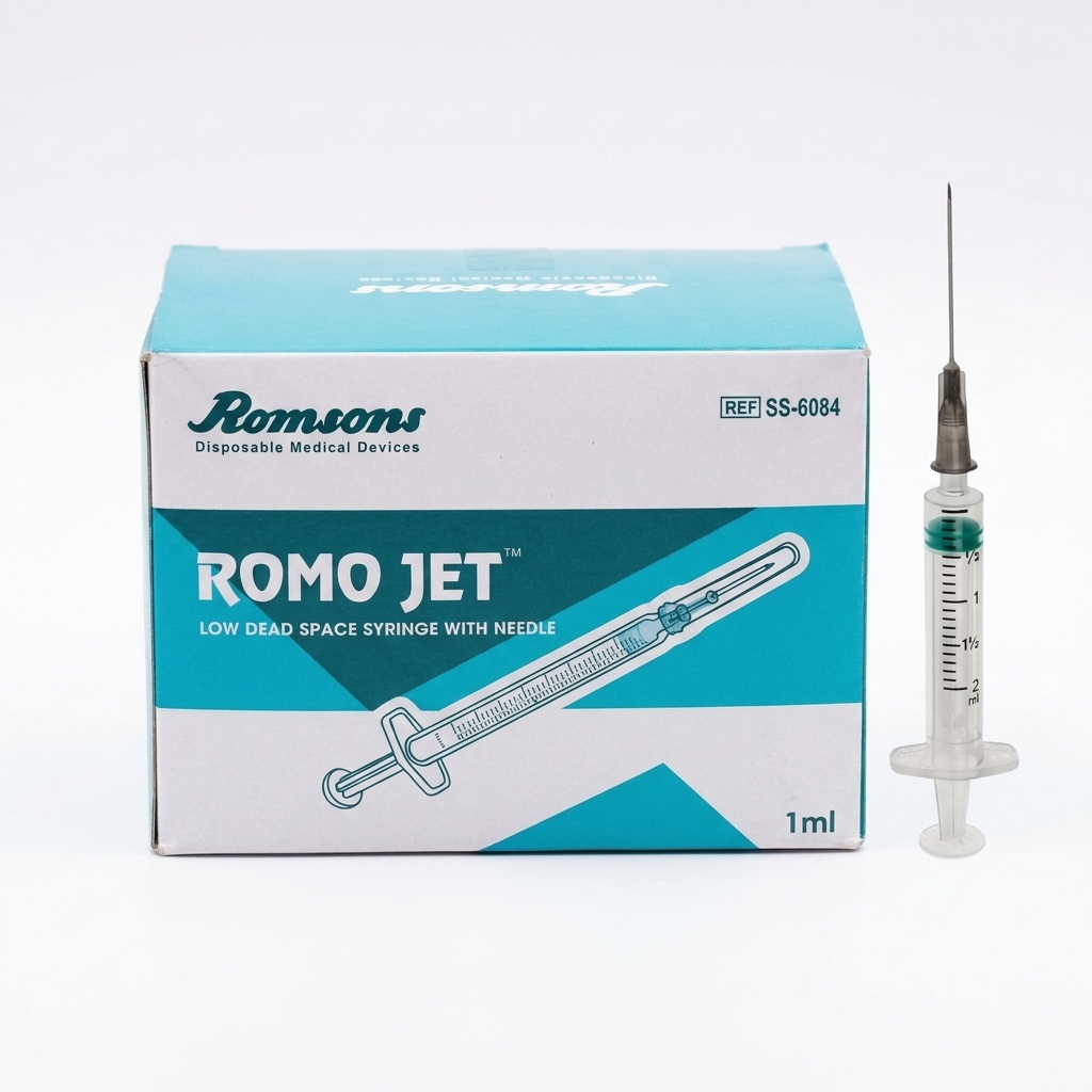 Romsons Romo Jet 1ml Disposable Syringe with Needle